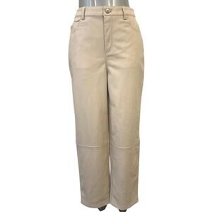 Ted Baker Plaider Faux Leather Trouser Pants Size 1 Women's 4 Natural Tan